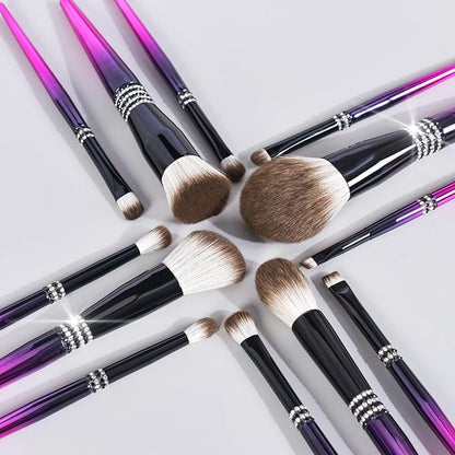 Bueart Design 16PCS Ultra Soft Labeled Makeup Brushes Set with HOLDER case Cosmetic make up brush set (16Pcs Black Rose Red+Holder)