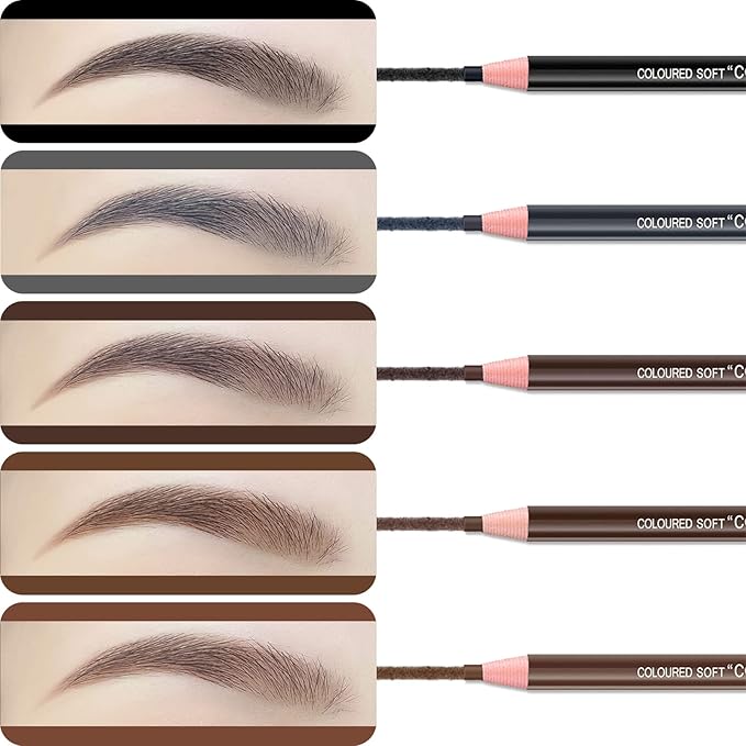 5pcs Microblading Pencil Waterproof Eyebrow Peel-off Pencil Pull Cord Microblading Supplies Brow Lamination Pencil Set For Marking Filling Outlining Eye Brow Liners In 5 Colors