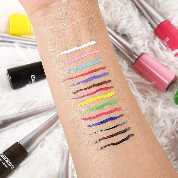 14 Colored Eyeliners - Liquid Color Eyeliner Highly Pigmented - White Eyeliner - Liquid Liner Coloful Set - Vivid Matte Eye Makeup