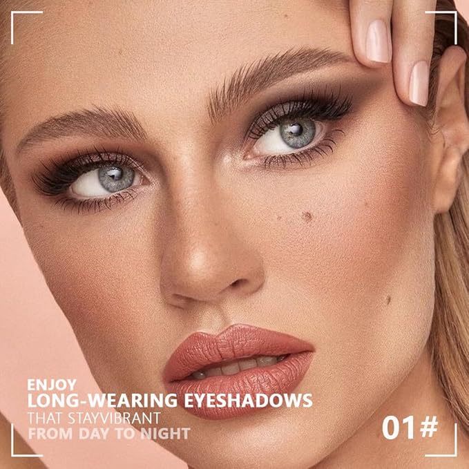 4 Colors Off-White Nude Brown Pink Yellow Eye Shadow Palette Makeup, Neutral Matte Shimmer Eyeshadow Palette for Women Highly Pigmented Waterproof, paleta de sombras de ojos,Vegan & Cruelty-free 01