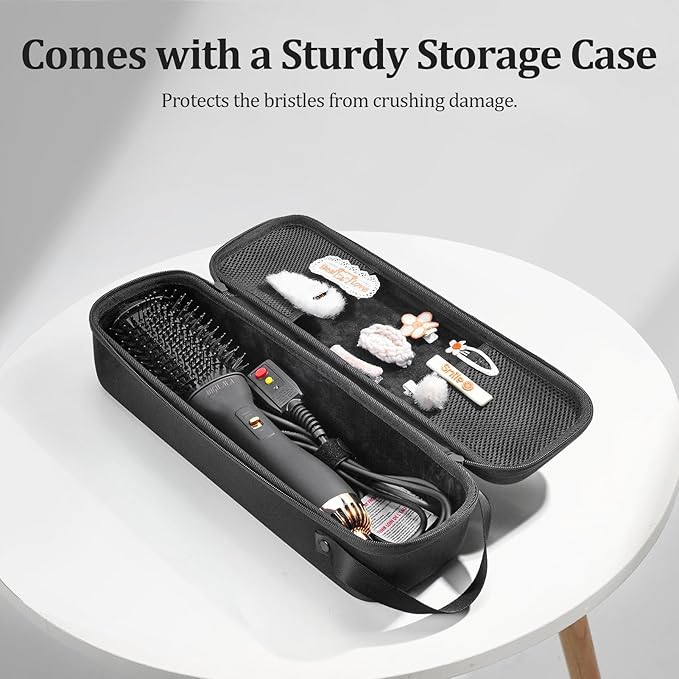 110~250V Dual Voltage Hair Dryer Brush for International Travel, EU/UK Plug Adapter & Travel Case Included, Europe Travel Essentials for Women