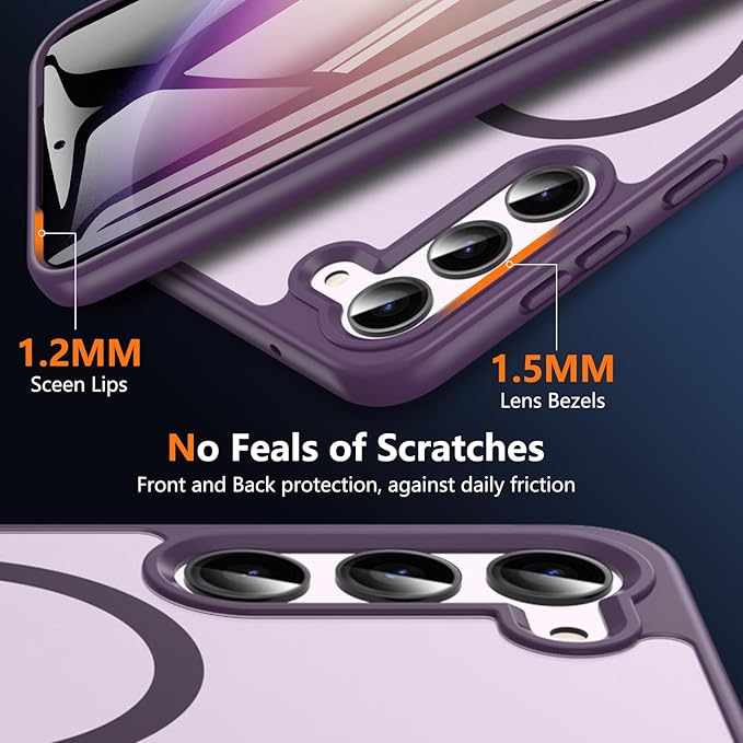 OWKEY for Galaxy S23 Case 6.1'', Magnetic Samsung Galaxy S23 Case for Magsafe with Screen Protector, [Military Grade Protection] Shockproof Phone Cover S23 Case Protective Case for Samsung S23, Purple