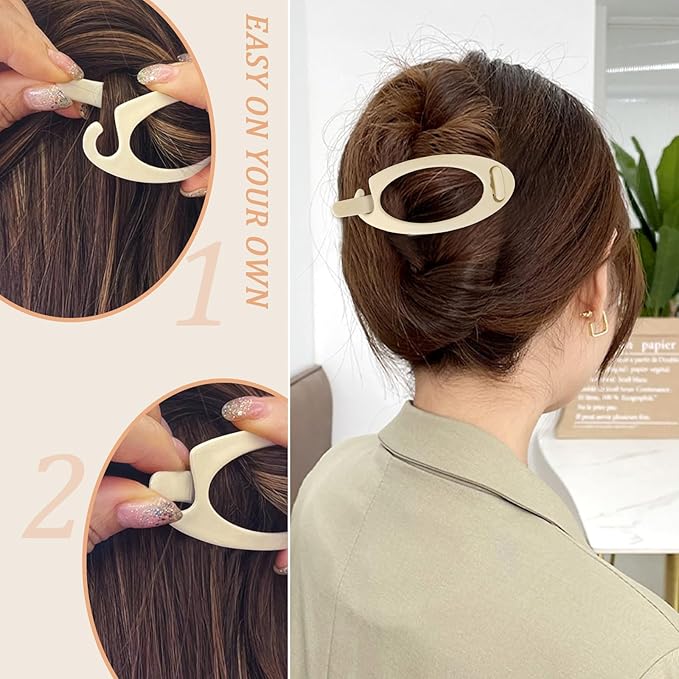 French Concord Hair Clips Claw - 6Pcs Side Slid Flat Hair Clips for Volume Strong Hold No Slip Grip Hair Claw Clips for Women Girls Thick Thin Hair (Matte Bright Oval(Medium,3.35 inches, 4.7 inches))