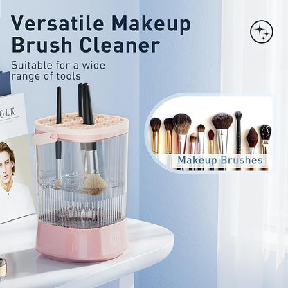 Electric Makeup Brush Cleaner - 9000 RPM Makeup Brush Cleaning Machine, IP65 Waterproof Automatic Makeup Brush Cleaner for Makeup Sponges and Brushes(Pink)