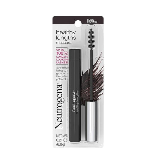 Neutrogena Healthy Lengths Mascara for Stronger, Longer Lashes, Clump-, Smudge- and Flake-Free Mascara with Olive Oil, Vitamin E and Rice Protein, Black/Brown 03,.21 oz