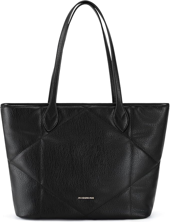 Missnine Quilted Tote Bags with Zipper, Vegan Leather Purses and Handbags for Women, Large Hobo Shoulder Bag