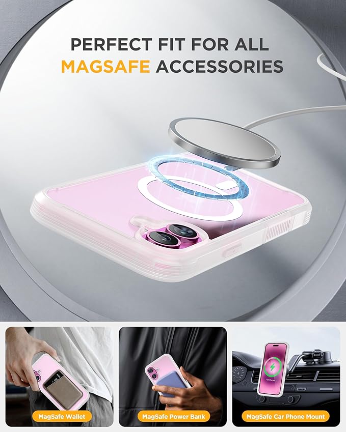 Miracase Magnetic for iPhone 16 Plus Case Full-Body Phone with Built-in Glass Screen Protector, [Compatible with MagSafe] Military Drop Proof 16 Plus Cover Bumper 6.7 inch, Matte Clear