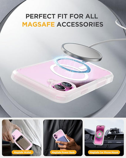 Miracase Magnetic for iPhone 16 Plus Case Full-Body Phone with Built-in Glass Screen Protector, [Compatible with MagSafe] Military Drop Proof 16 Plus Cover Bumper 6.7 inch, Matte Clear
