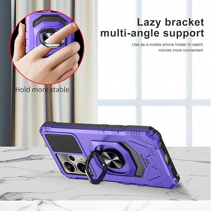 for Cricket Outlast 5G Phone Case/AT&T Motivate Pro 5G Phone Case with Screen Protector,Dual Layer Military Grade Protection with Ring Stand for Cricket Outlast 5G 2024/ATT Motivate Pro 5G Purple