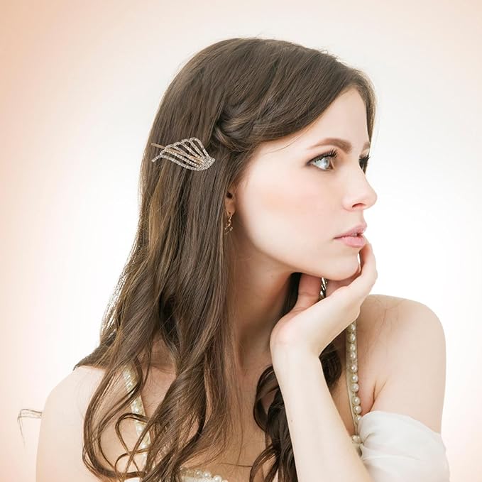 2PCS Rhinestone Hair Pins, Crystal Hair Clips, Handmade Cute Hair Barrettes, Hollow Geometric Hairpins, Elegant Metal Hairpin Hair Accessories Headwear Styling Tools, Gifts for Women Girls (TypeE)