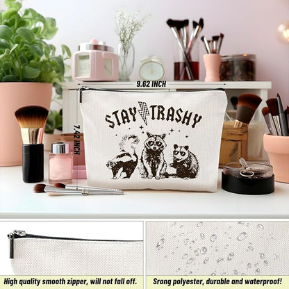 4PCS Raccoon Makeup Bag Funny Sarcastic Humor Cosmetic Bag Animal Raccoon Gifts for Women Friends Coworkers Mom Sisters Bestie Christmas Birthday Gifts Travel Toiletry Bags