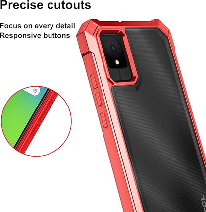 Ailiber for TCL K11 Phone Case, TCL K11 T432W Clear Case with Screen Protector, Dual Layer Shockproof Bumper, Transparent [Anti Yellowing], Slim Rugged Cell Phone Cove-Red