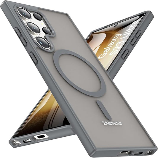 OWKEY S23 Ultra Case 6.8'', Magnetic Samsung Galaxy S23 Ultra Case for Magsafe, [Shockproof Military] Translucent Back Slim Bumper Cover Phone Case Galaxy s23 Ultra case, Gray