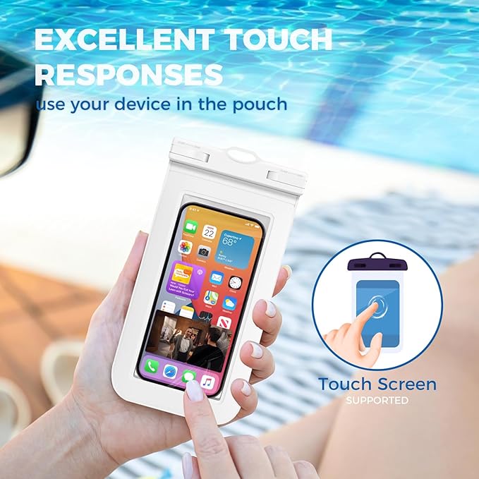 2 Pcs Waterproof Phone Pouch Case Up to 7.2", Floating Universal IPX8 Water Proof Cell Phone Dry Bag for iPhone 16 15 14 13 12 11 Pro Max XR XS SE 2022, Outdoor Sports, Black+White