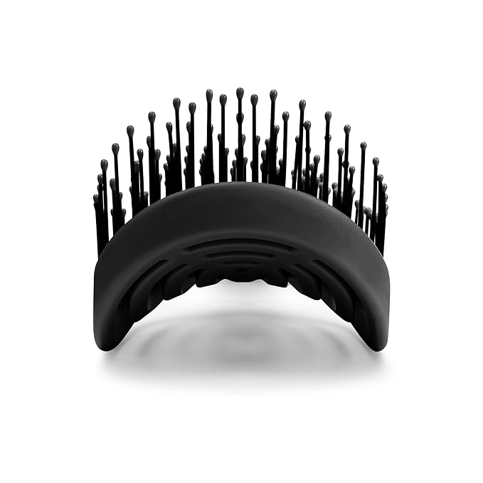 NuWay 4HAIR® DoubleC PRO® U.S. Patented Double Curved Detangling Brush is Hair Dryer Safe (Iron Black)