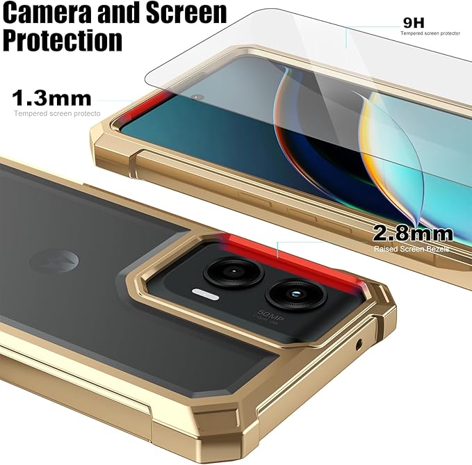 Ailiber for Motorola Moto G Stylus 5G 2024 Case, Clear Transparent [Anti Yellowing], with [Screen Protector], Dual Layer Shockproof Bumper Cell Phone Cover for Moto G Stylus 2024 5G-Gold