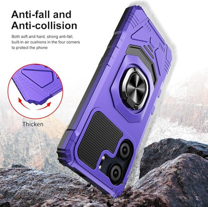 for BLU View 5 B160V / BLU F5 5G Case with 1 Pack Screen Protector,Dual Layer Hybrid Heavy Duty Defender Protection,Sleek Rugged Reinforced Cushion Corner Kickstand Shockproof Bumper Cover Purple
