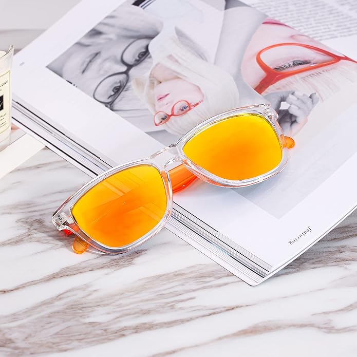 COLOSSEIN Sunglasses Womens,Classic Square Frame UV400 Mirrored Lens,Sunglasses Fit For Beach,Vacation,Driving