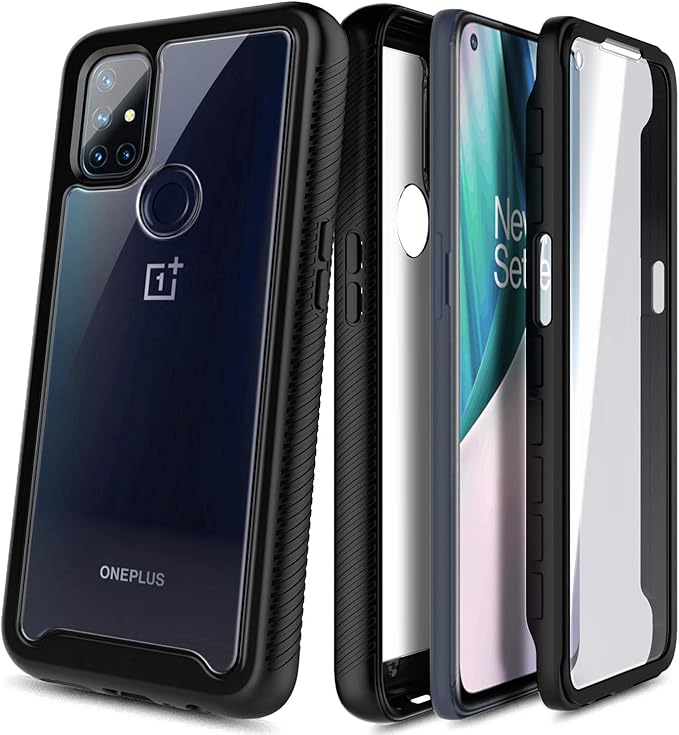 NZND for OnePlus Nord N10 5G Case with Built-in Screen Protector, [16FT Military Grade Drop Tested] Full-Body Protective Shockproof Rugged Bumper Case (Black)