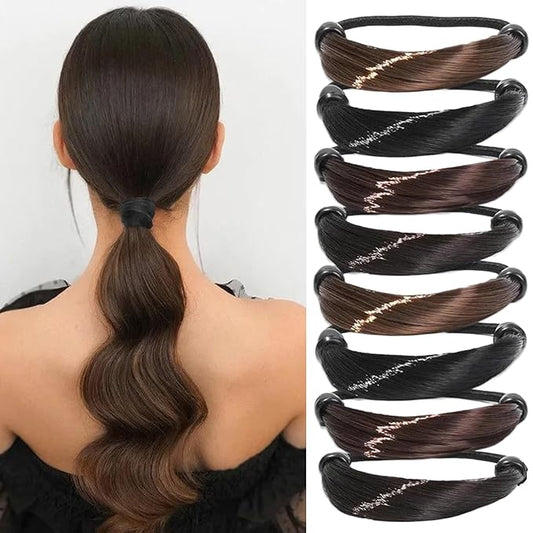8 Pcs Elastic Wig Hair Ties for Women - Imitation Head Ropes High Ponytail Holders - Invisible, Long Hair Styling Accessories for Daily Use (4 Color)