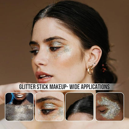 Brzeaf Waterproof Mermaid Glitter Stick, Shimmery& Long Lasting, Hair Eyeshadow Face Body Glitter, Singer Concert Music Rave Festival, Glitter Stick Makeup for Women Men