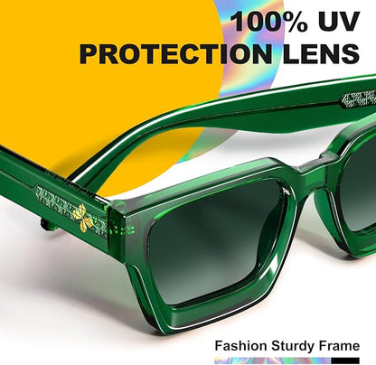 VISOONE Fashion 100% UV400 Protection Rectangle TR90 Y2K Sunglasses Accessories for Women Men RIVER