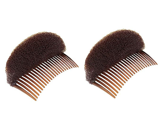 2PCS Women Lady Girls Soft Sponge Foam Hair Base Inserts Bump Up Hair Pads Stick Bun Maker Hair Styling Clip Hair Comb Braid Tool Hair Styling Accessories Brown