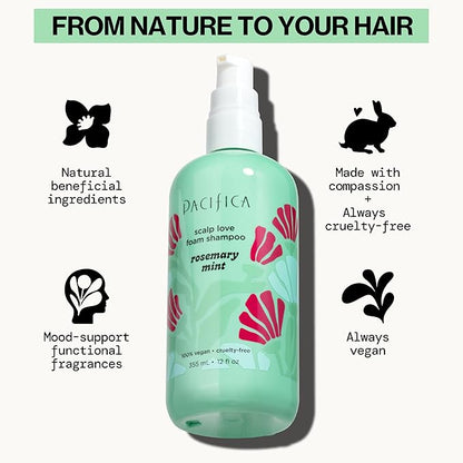 Pacifica Rosemary Mint Scalp Detox Shampoo – Clarifying Shampoo for Dry Flaky Scalp, Removes Buildup & Excess Oil, Invigorating Rosemary + Mint Clean Beauty Vegan Dermatologist Tested