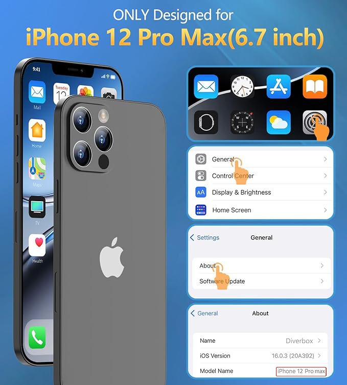 Design for iPhone 12 Pro Max Case Waterproof, Full Body Underwater Dustproof Shockproof Case Built-in Screen Protector - Clear