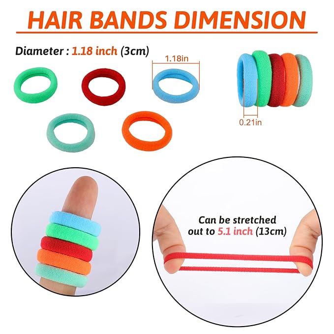 120 Pcs Baby Hair Ties, Cotton Toddler Hair Ties for Girls and Kids, Multicolor Small Seamless Hair Bands Elastic Ponytail Holders(Colorful)