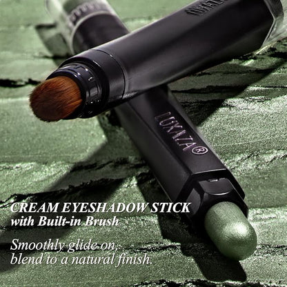 Neutral Eyeshadow Stick Makeup Set, Green Metallic Shimmer Matte Cream Eye Shadow Eyeliner Brightener Pencil Crayon - GOLDENTREE