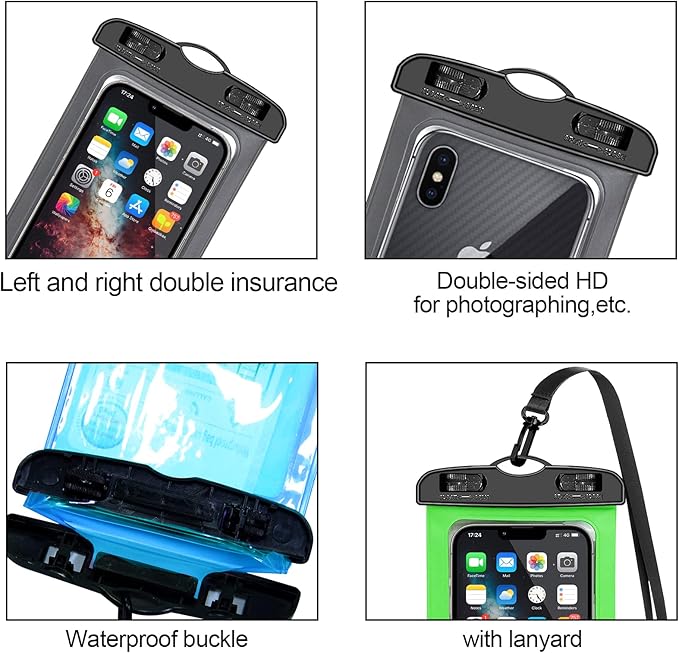 10 Pack Universal Waterproof Phone Pouch, Large Phone Waterproof Case Dry Bag IPX8 Outdoor Sports for Apple iPhone 16 15 14 13 12 11 Pro Max Plus SE, Samsung Galaxy S25 Ultra,Note,Up to 7.5"