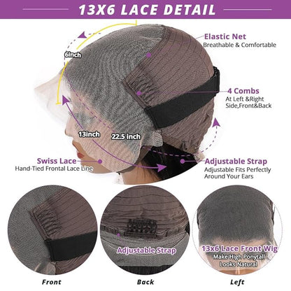 24 Inch Deep Wave Lace Front Wigs Human Hair 13x6 Curly HD Transparent Lace Front Wigs Human Hair 210% Density Pre Plucked with Baby Hair