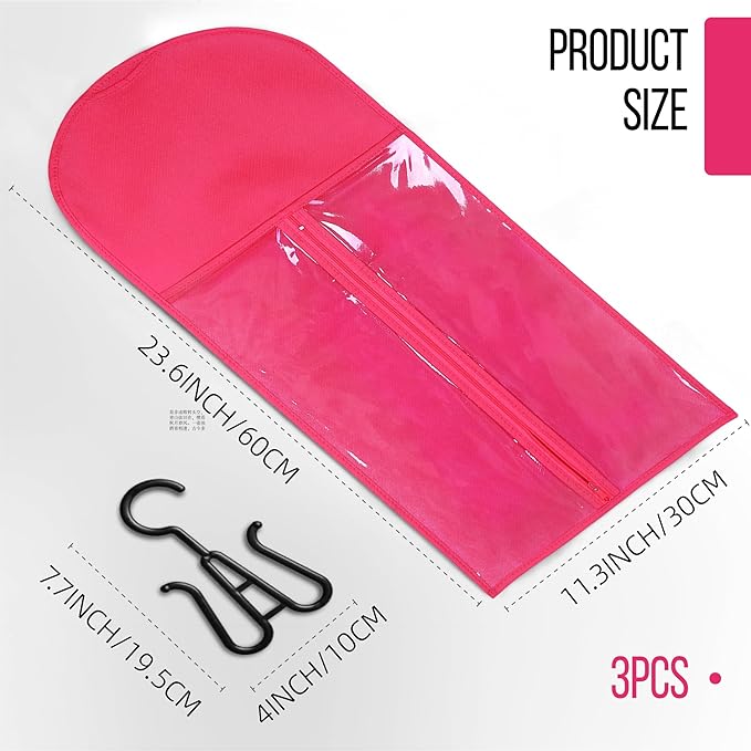 2PCS Wig Bags - Portable Holder for Multiple Wigs & Extensions - Hot Pink