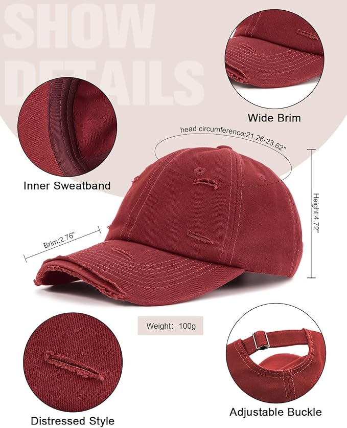 Century Star Baseball Caps for Men Womens Baseball Hat Distressed Cotton Dad Hat Summer Adjustable Golf Runing Hat