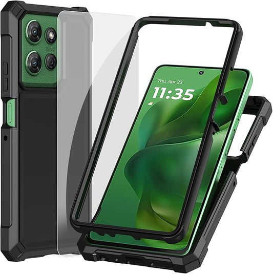 Ailiber for Moto G Stylus 2025 Phone Case, Motorola G Stylus 5G 2025 Case with Screen Protector, Dual Layer Protection, Shockproof Corner TPU Bumper, Heavy Duty Rubber Cell Phone Cover-Black