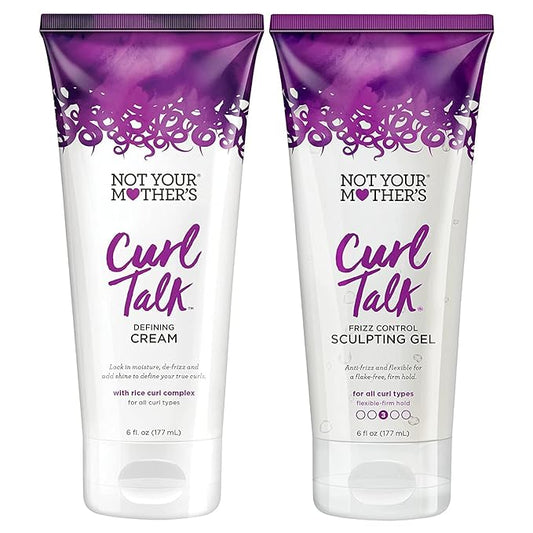 Not Your Mother's Curl Talk Frizz Control Sculpting Gel & Defining Cream (2-Pack) - 6 fl oz Each - Tames Hair Frizz & Maximizes Definition - For All Curly Hair Types