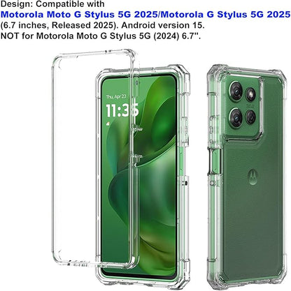 Ailiber for Moto G Stylus 5G 2025 Phone Case Clear, Motorola G Stylus 2025 Case with Screen Protector, Dual Layer Protection, Shockproof Corners TPU Bumper, Slim Silicone Cell Phone Cover-Clear