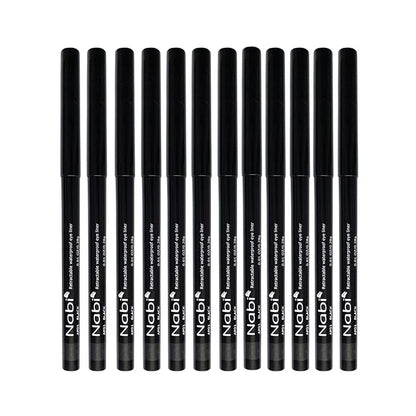 Nabi Retractable Waterproof Eyeliner Pencil – 12‑Pack Smudge‑Proof, Long‑Lasting & Hypoallergenic Professional Makeup Eyeliner for Sensitive Eyes