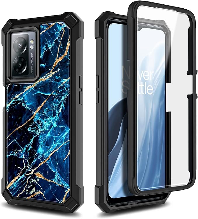 NZND Compatible with OnePlus Nord N300 5G Case with [Built-in Screen Protector], Full-Body Protective Shockproof Rugged Bumper Cover, Impact Resist Phone Case (Sapphire)