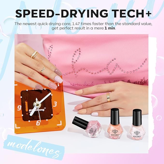 modelones Chrome Nail Polish Set, 2025 Spring Summer 6 Colors Shimmer Pearl White Pink Mermaid Purple Quick Dry Nail Polish Kit Fingernail Polish Manicure DIY Salon Home Easter Gifts for Women Girl