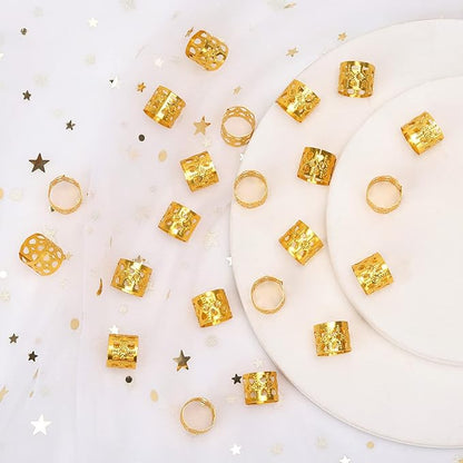200 pcs Dreadlocks Beads Hair Braid Rings Clips Dread Locks Hair Braiding Metal Cuffs Decoration/Accessories Jewelry, Gold