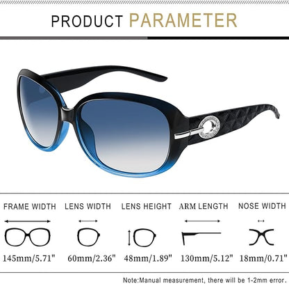 Joopin Big Womens Sunglasses Polarized Trendy Sun Glasses Large Rectangle UV Protection Rhinestone Sunnies