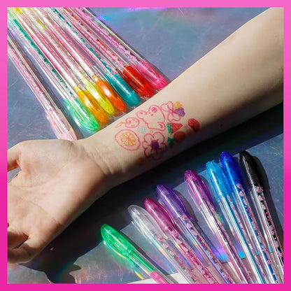 Townley Girl Barbie 16 Piece Glitter Pen Body Art Set, Glittery and Bright Colors, Ages 3