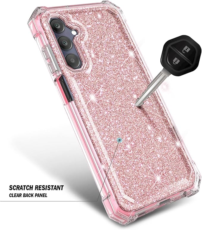 Designed for Samsung Galaxy A35 5G Case, Slim Stylish [16FT Military Grade Drop Tested] Full-Body Protective Shockproof Rugged Bumper Case with [Built-in Screen Protector] Glitter Rose Gold
