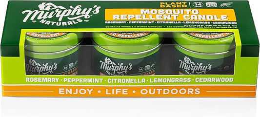 Murphy's Naturals Mini Mosquito Bug Repellent Candles for Outdoor Patio, Citronella & Essential Oils, 14-Hour Burn Time Each, 3.5 oz, 3-Pack