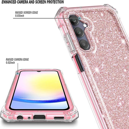 Designed for Samsung Galaxy A35 5G Case, Slim Stylish [16FT Military Grade Drop Tested] Full-Body Protective Shockproof Rugged Bumper Case with [Built-in Screen Protector] Glitter Rose Gold