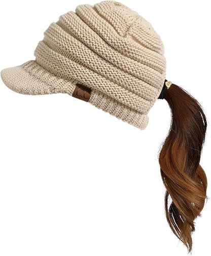 C.C Hatsandscarf Exclusives Women's Ribbed Knit Hat with Brim (YJ-131)(YJ-2023)
