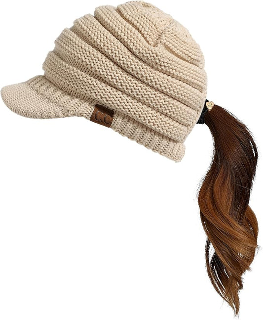 C.C Hatsandscarf Exclusives Women's Ribbed Knit Hat with Brim (YJ-131)(YJ-2023)