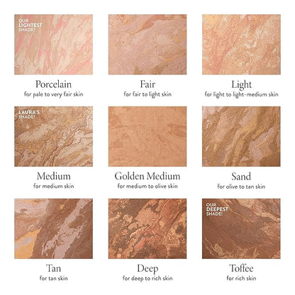 LAURA GELLER NEW YORK Award-Winning Baked Balance-n-Brighten Color Correcting Powder Foundation - Toffee - Buildable Light to Medium Coverage - Demi-Matte Natural Finish